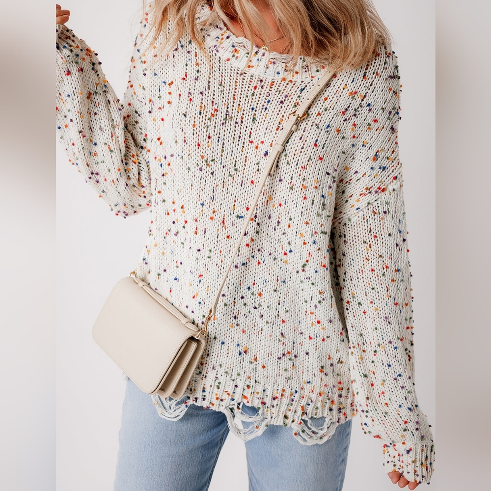 Timing Multicolor Speckled Knit Sweater